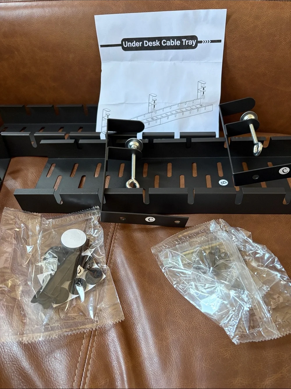 Under-Desk Cable Tray Organizer in Black
